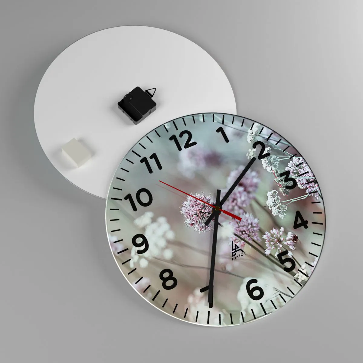 Ceas de perete - Ceas pe sticlă - Ierburi dulci filigranate - 40x40 cm