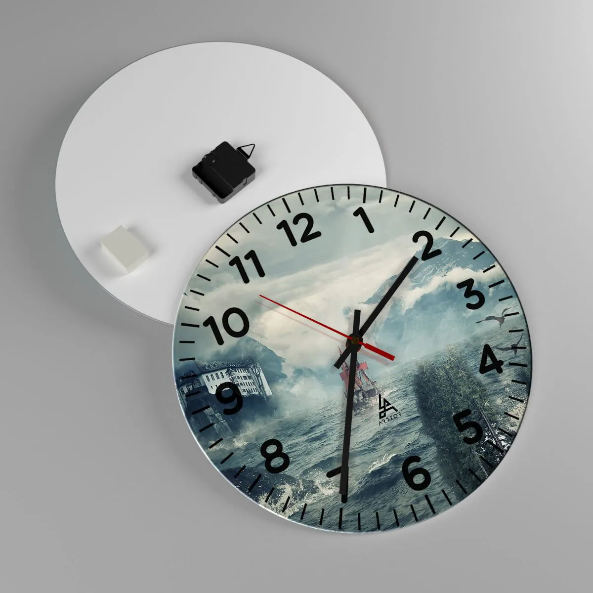 Wall clock - Clock on glass - On Magical Waters - 40x40 cm