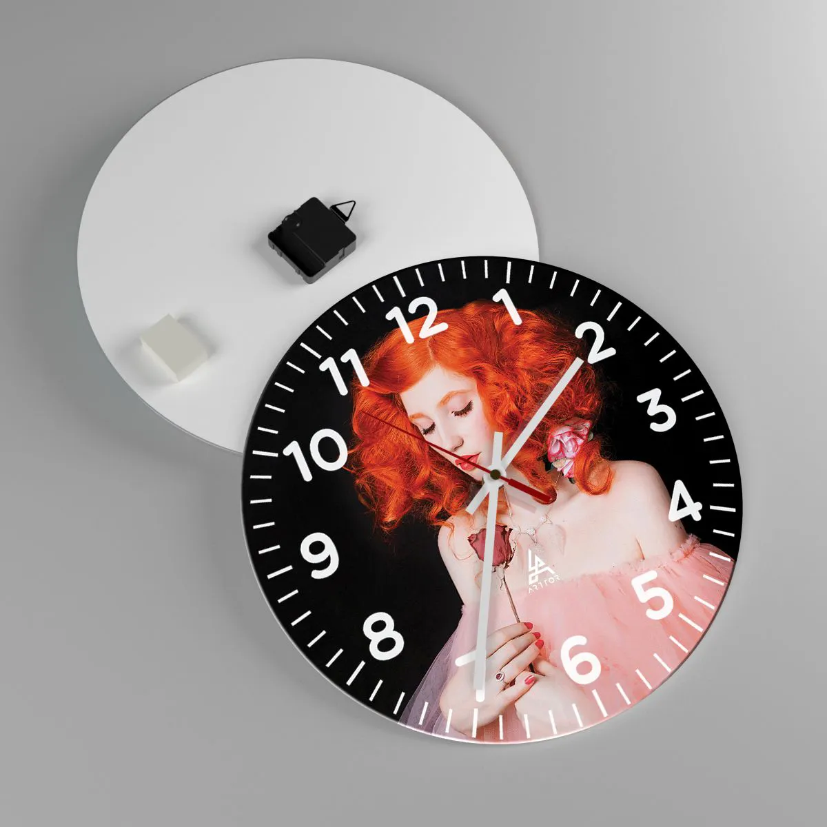 Ceas de perete - Ceas pe sticlă - În stil baroc - 40x40 cm