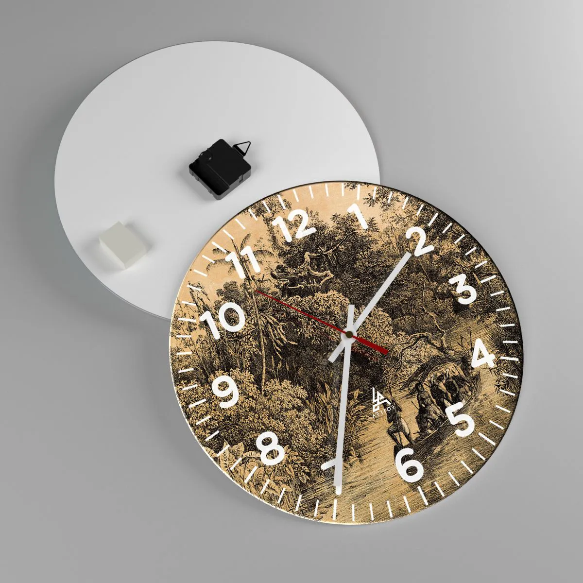 Relógio de parede - Relógio em vidro - Viagem à fonte - 40x40 cm