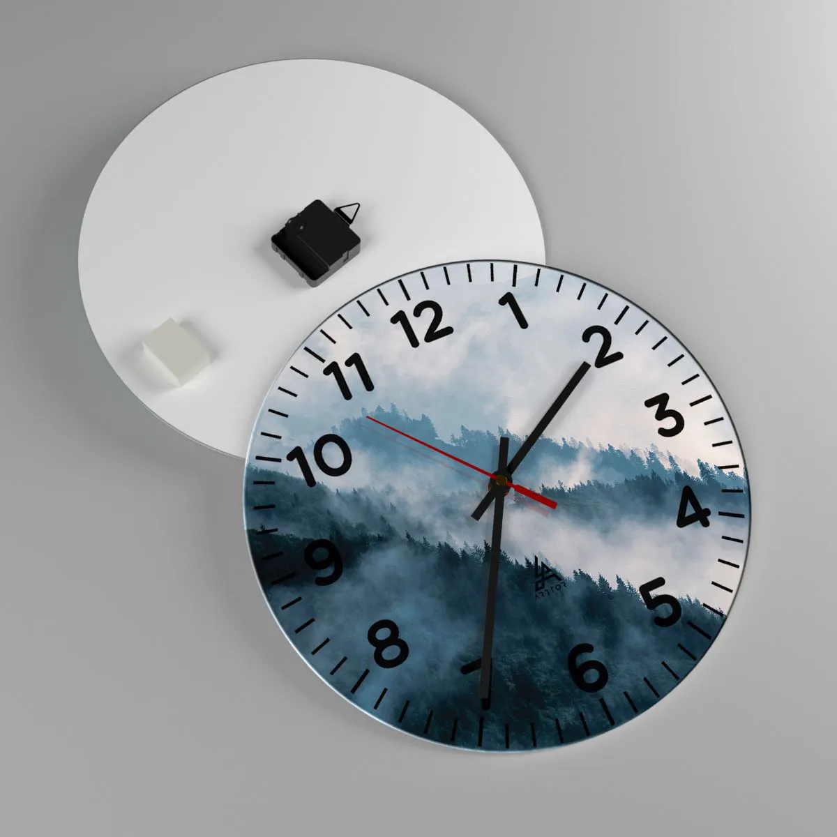 Wall clock - Clock on glass - Mysticism of the Mountains - 40x40 cm
