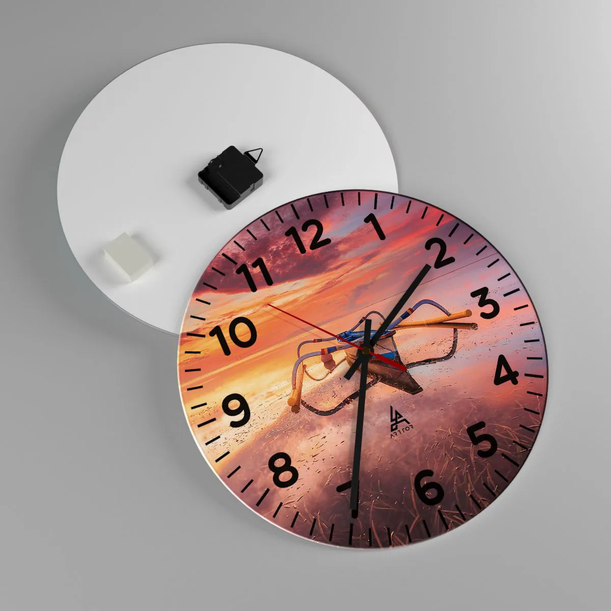 Ceas de perete - Ceas pe sticlă - Liniștea unei seri tropicale - 40x40 cm