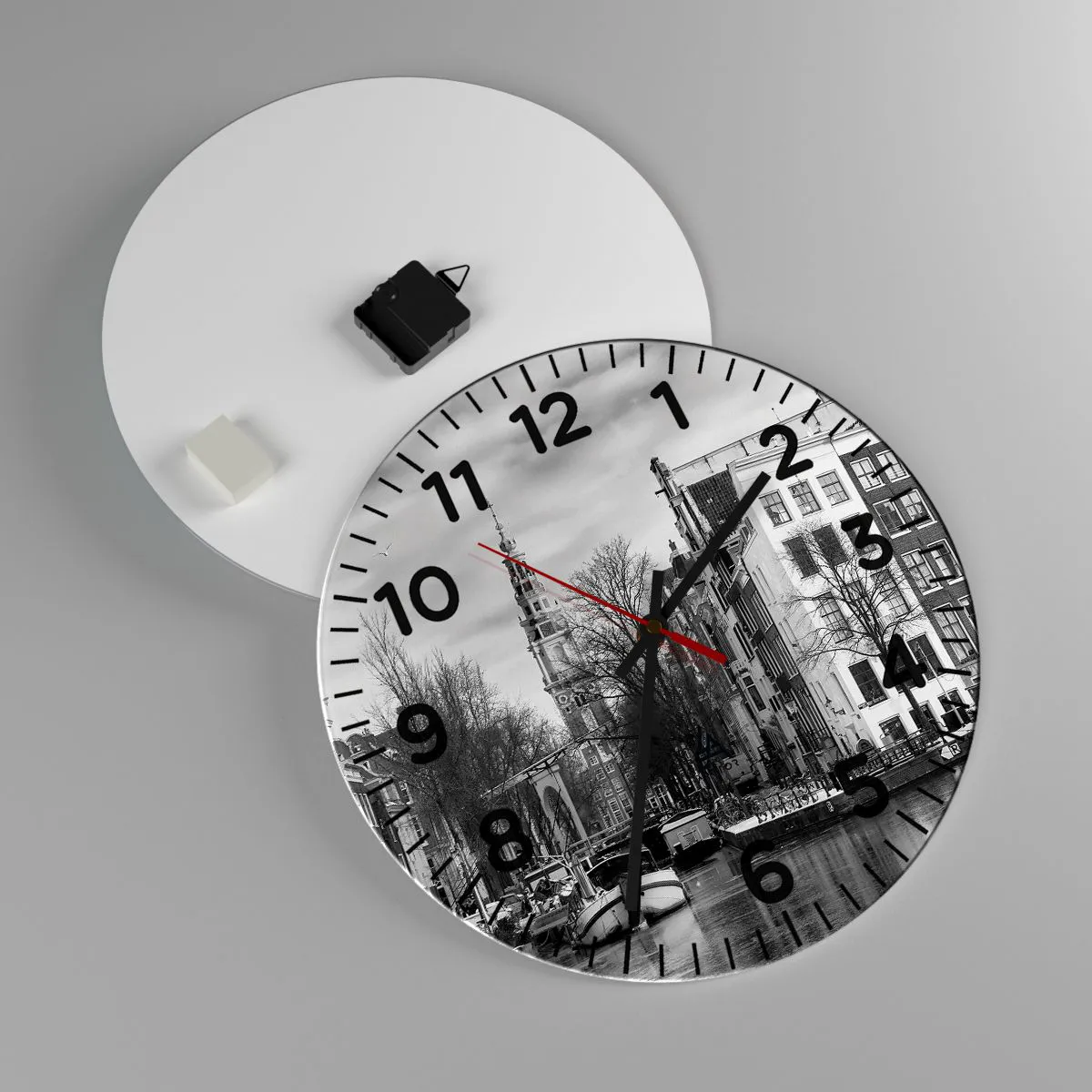 Ceas de perete - Ceas pe sticlă - Amsterdam vibes - 40x40 cm