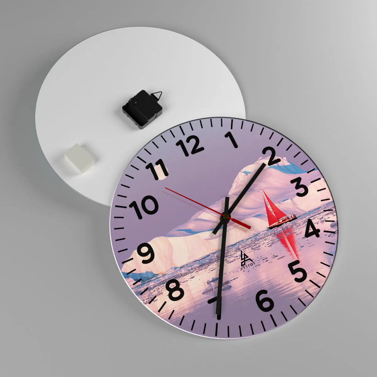 Wall clock - Clock on glass - Heat of the Sail, Cold of the Ice - 40x40 cm
