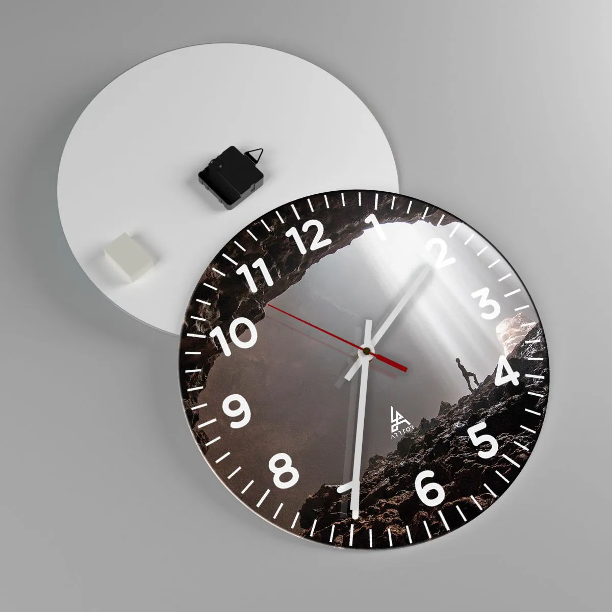 Ceas de perete - Ceas pe sticlă - Grota luminoasă - 40x40 cm