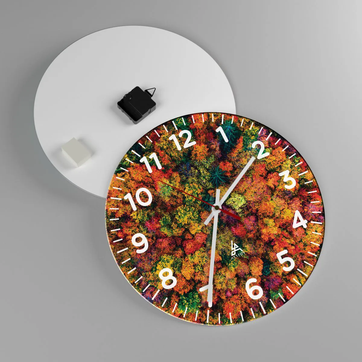 Wanduhr - Glasuhr - Blumenstrauß aus Herbstbäumen - 40x40 cm