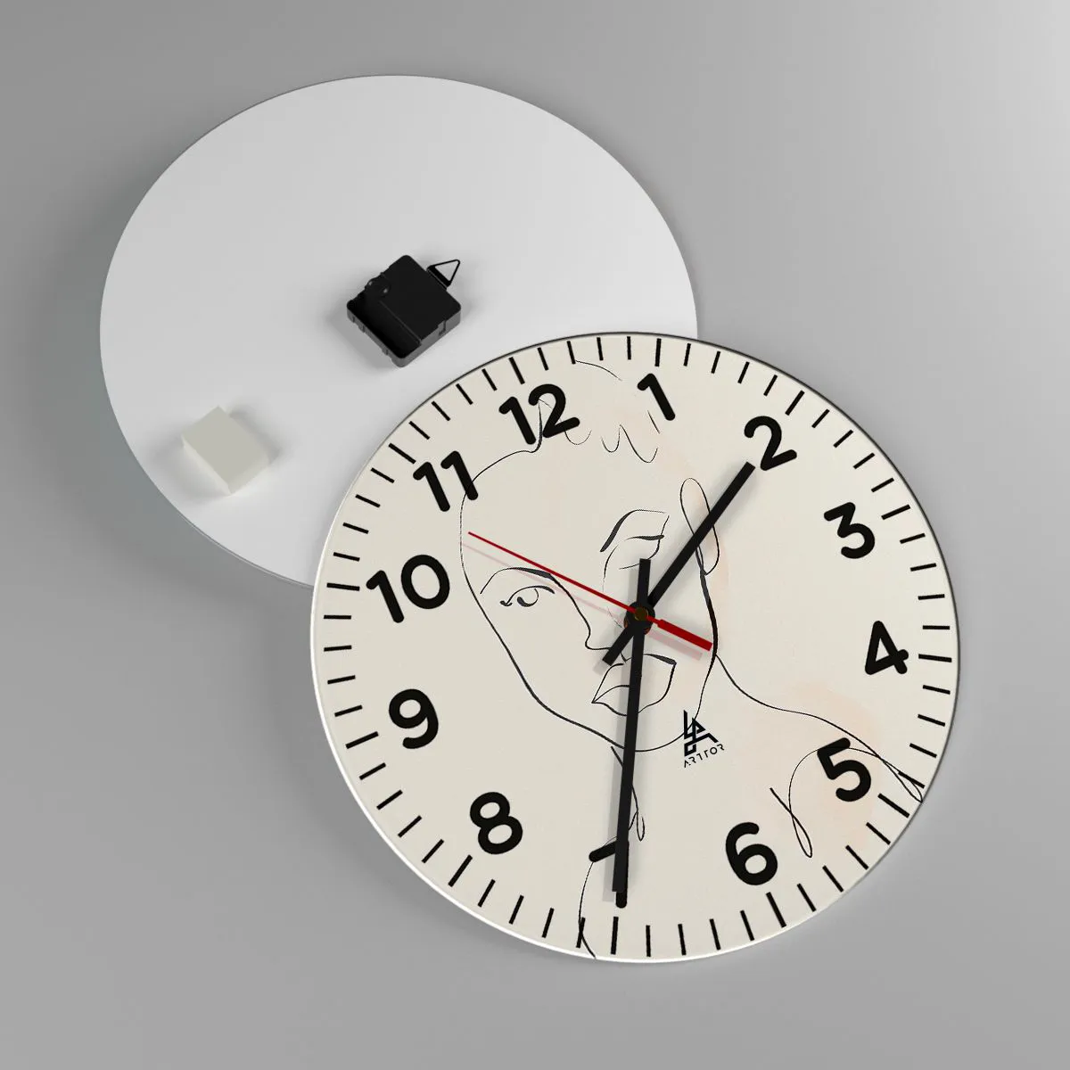 Wanduhr - Glasuhr - Umriss der Sinnlichkeit - 40x40 cm