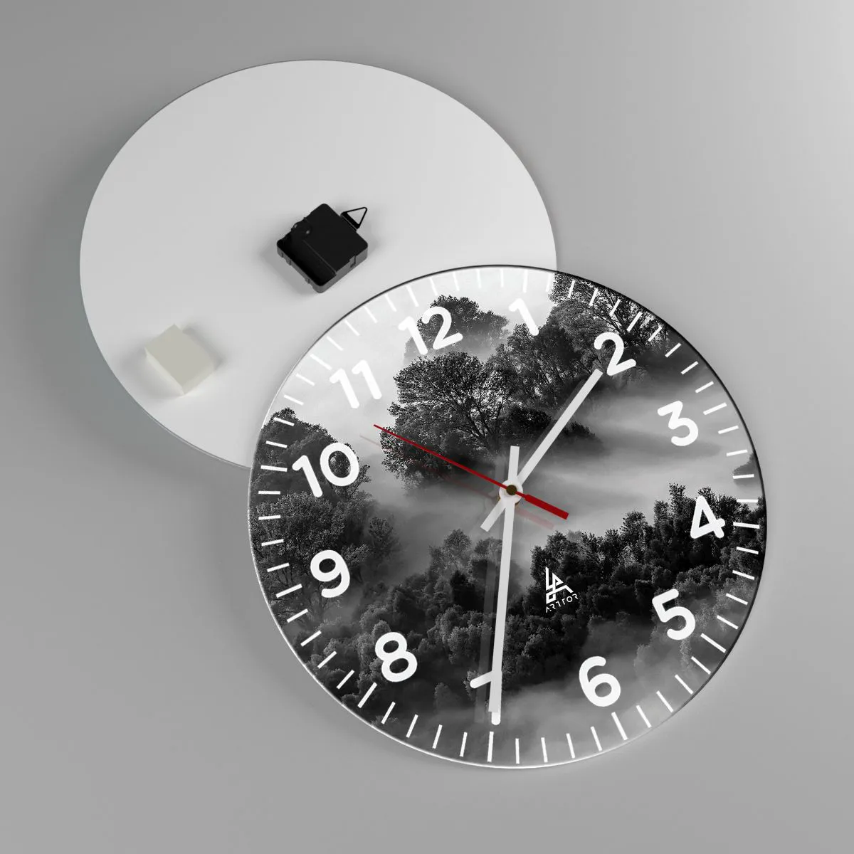 Reloj de pared - Reloj de vidrio - Levantarse del sueño - 40x40 cm