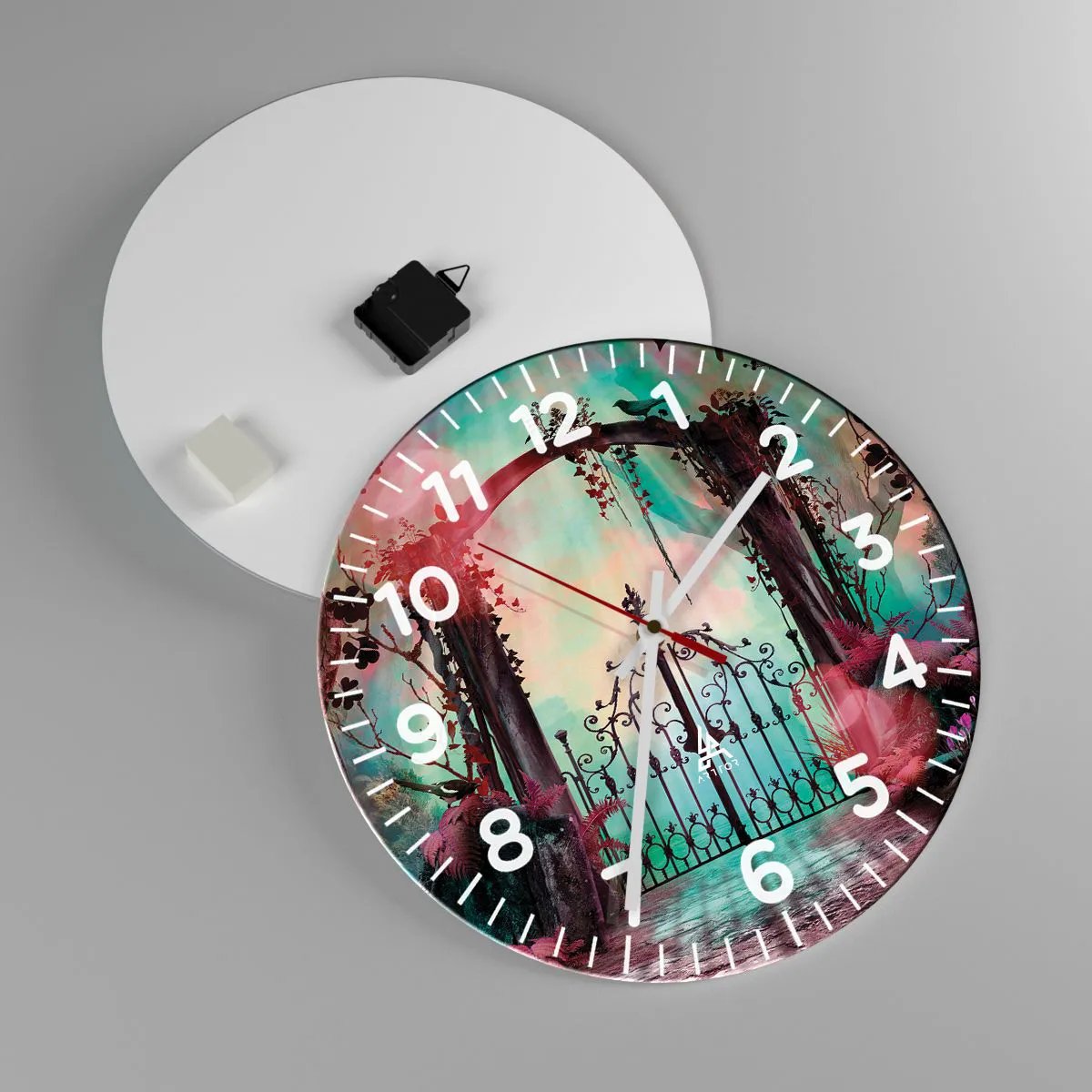 Wanduhr - Glasuhr - Geheimer Garten - 40x40 cm