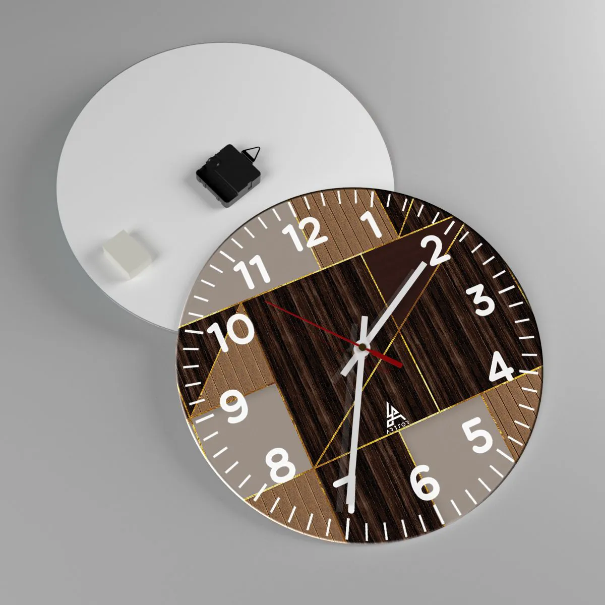 Nástěnné hodiny - Mozaika hnědé a zlaté - 40x40 cm