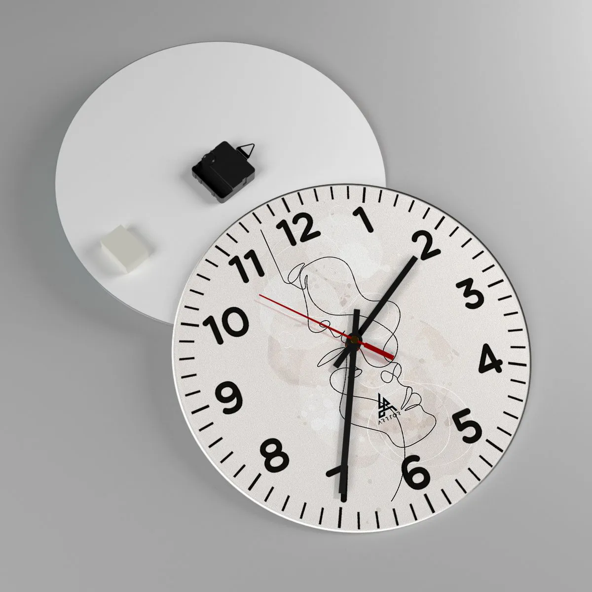 Wanduhr - Glasuhr - Verstrickt in eine Umarmung - 40x40 cm