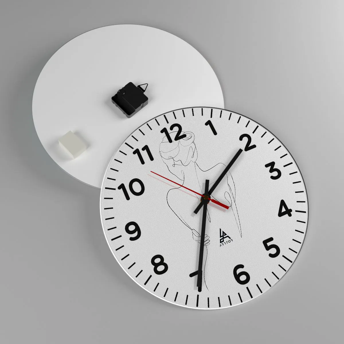 Relógio de parede - Relógio em vidro - Música corporal - 40x40 cm