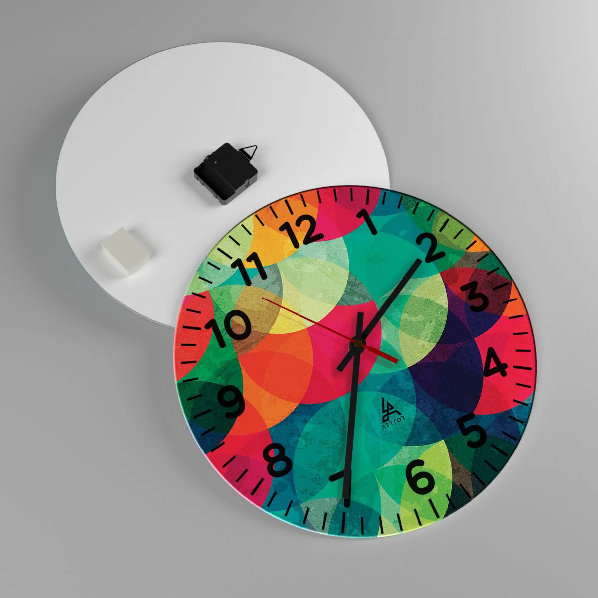 Ceas de perete - Ceas pe sticlă - Să intrăm în curcubeu - 40x40 cm