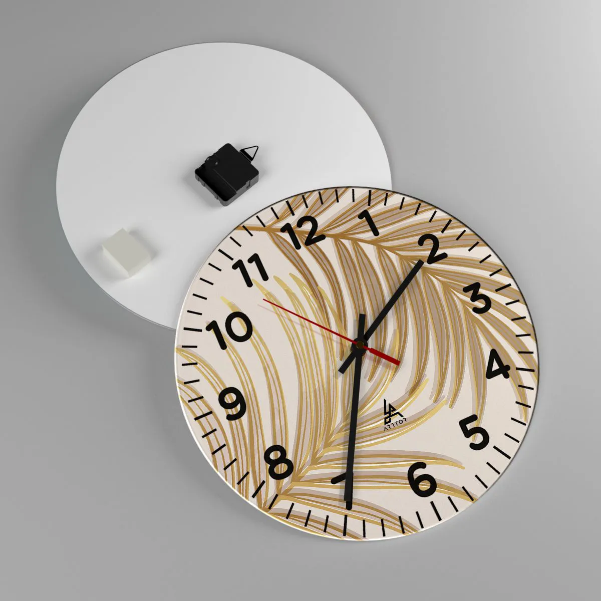 Reloj de pared - Reloj de vidrio - Palma de Oro - 40x40 cm