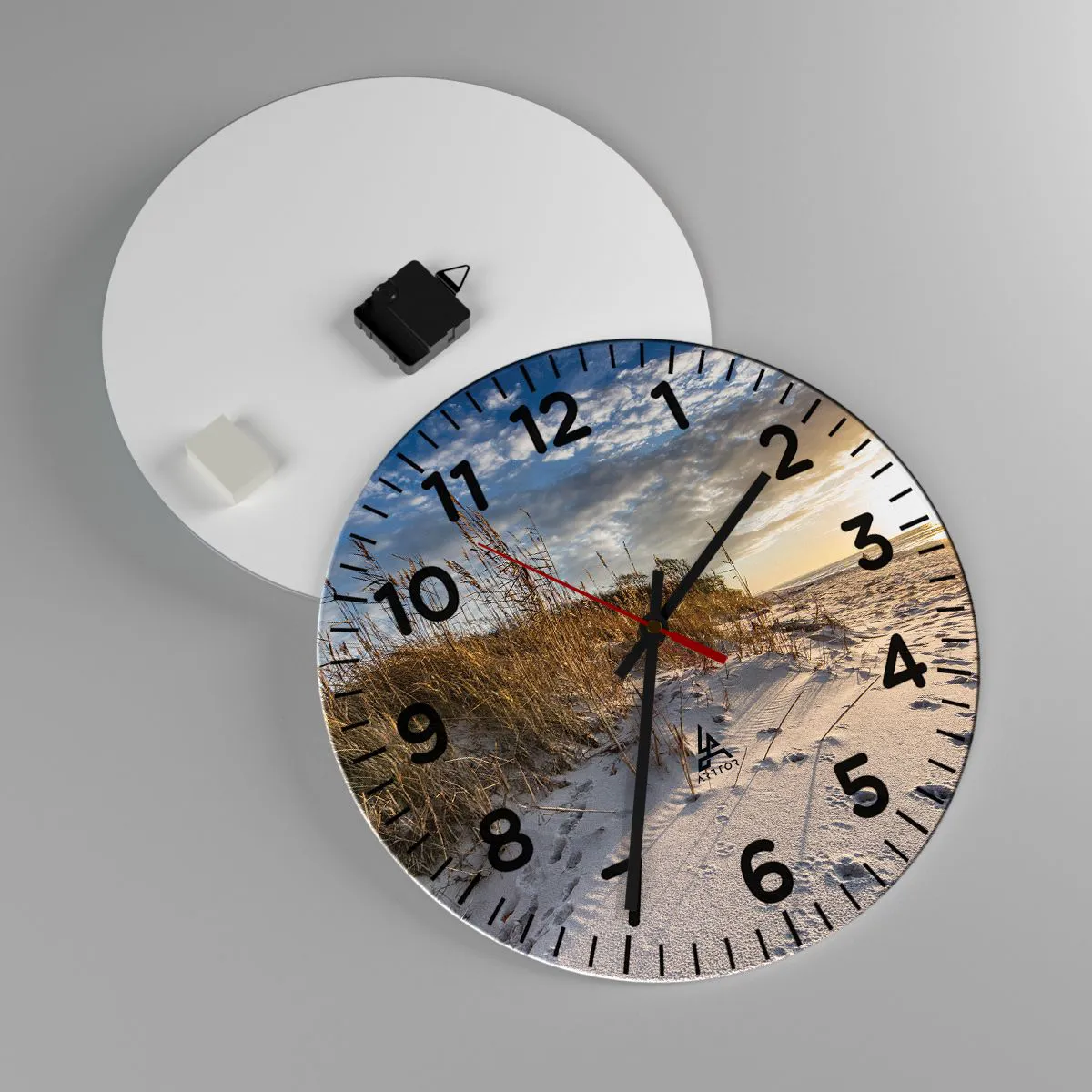 Ceas de perete - Ceas pe sticlă - Invitație la o plimbare - 40x40 cm