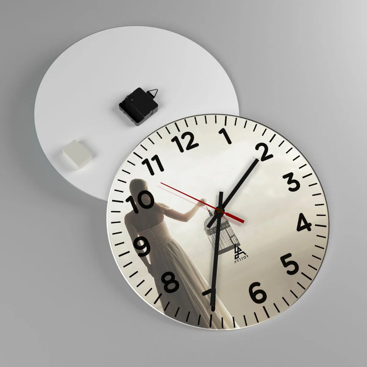 Reloj de pared - Reloj de vidrio - Sé libre - 40x40 cm