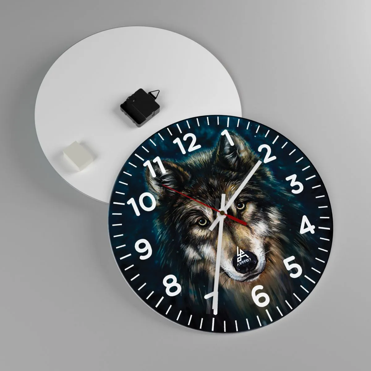 Ceas de perete - Ceas pe sticlă - Alfa? Și omega - 40x40 cm