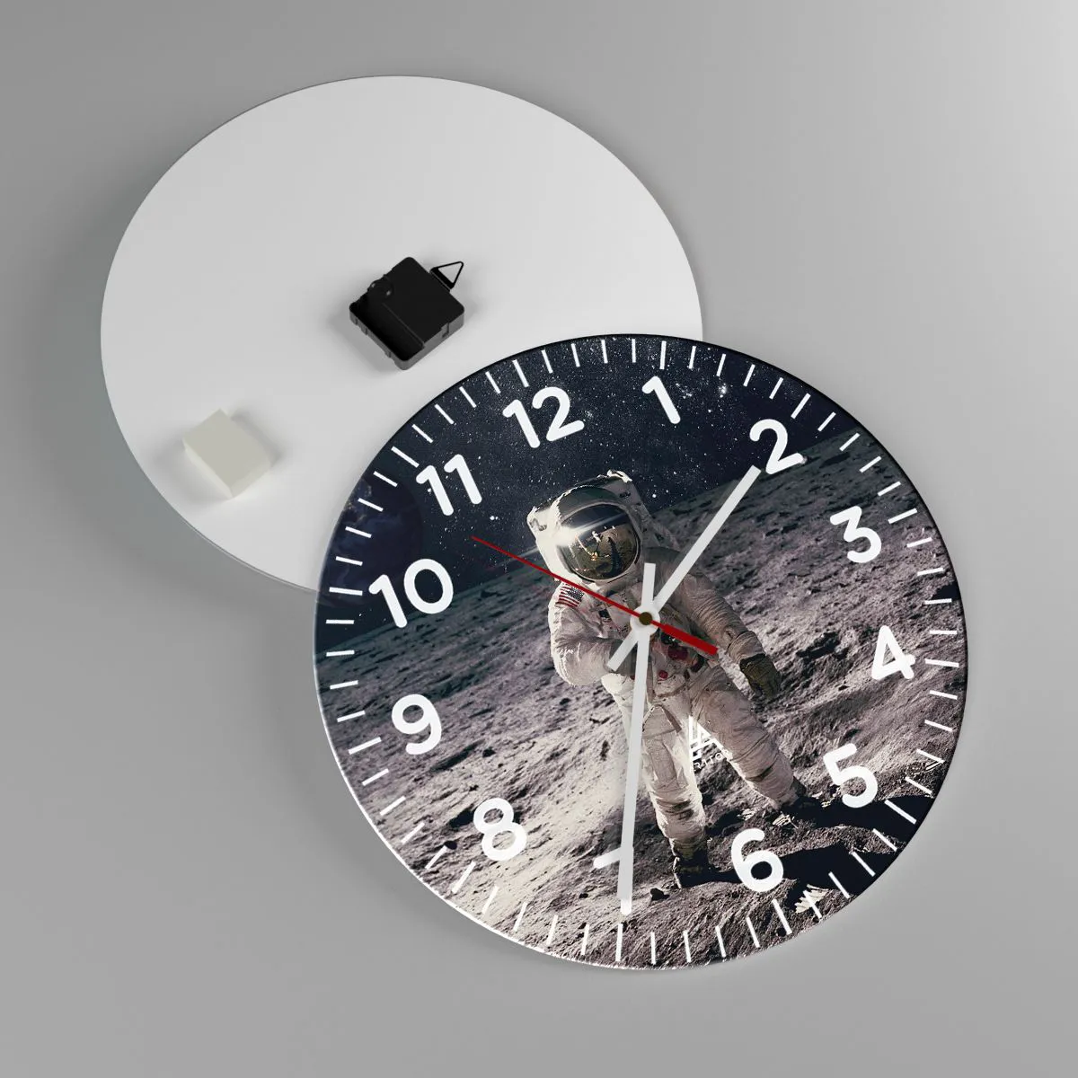 Wanduhr - Glasuhr - Grüße vom Mond - 40x40 cm