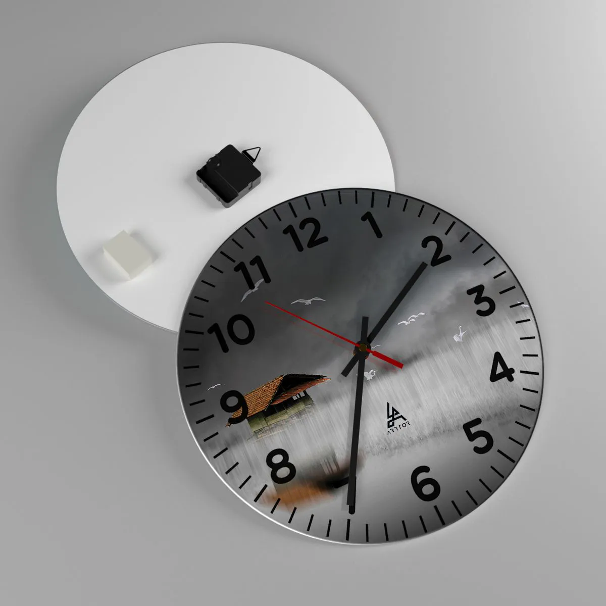 Wall clock - Clock on glass - Shelter from the Rain - 40x40 cm