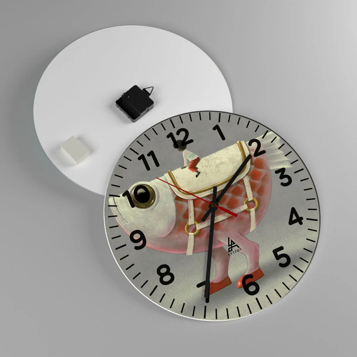 Horloge murale - Pendule murale - Le cavalier poisson - 40x40 cm