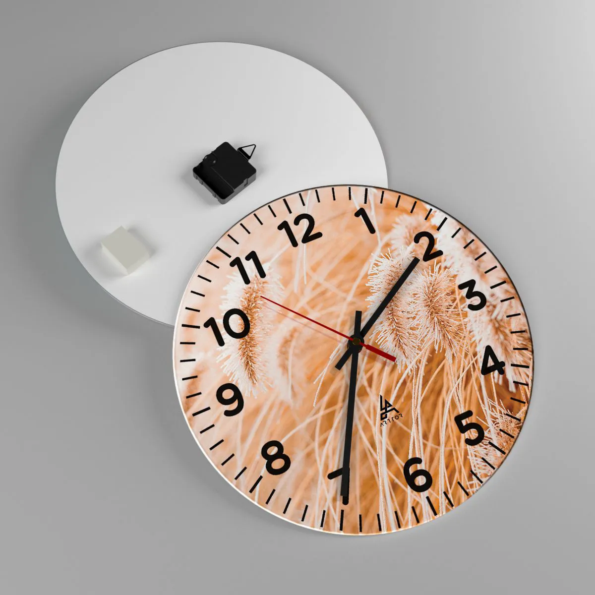 Wanduhr - Glasuhr - Das goldene Rauschen des Grases - 40x40 cm