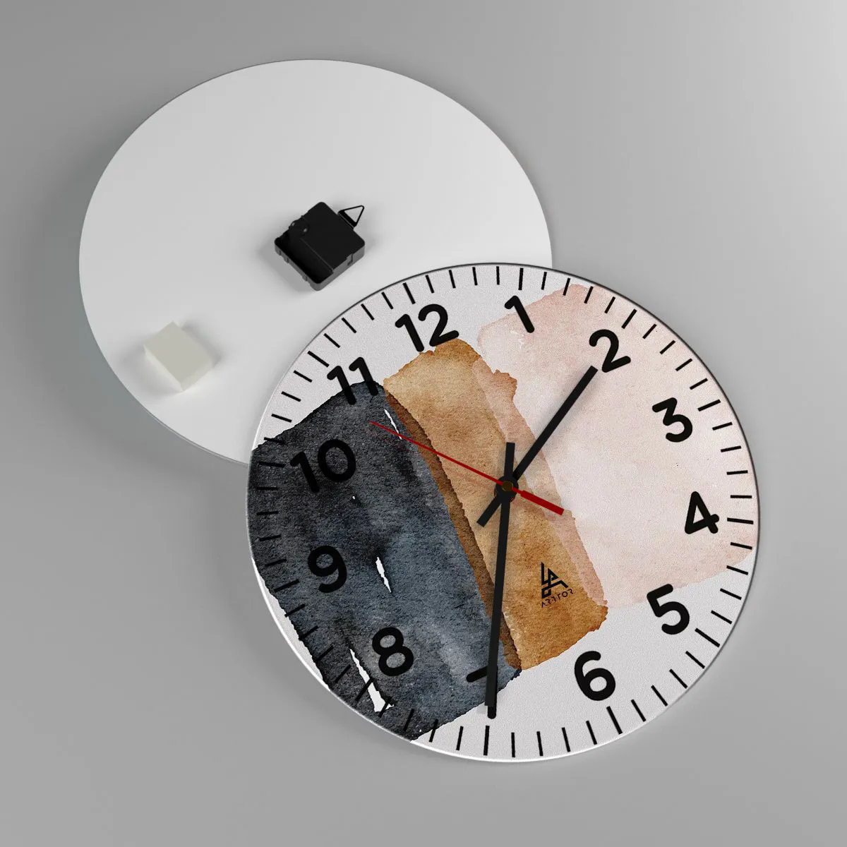 Ceas de perete - Ceas pe sticlă - Compoziția culorilor pământului - 40x40 cm