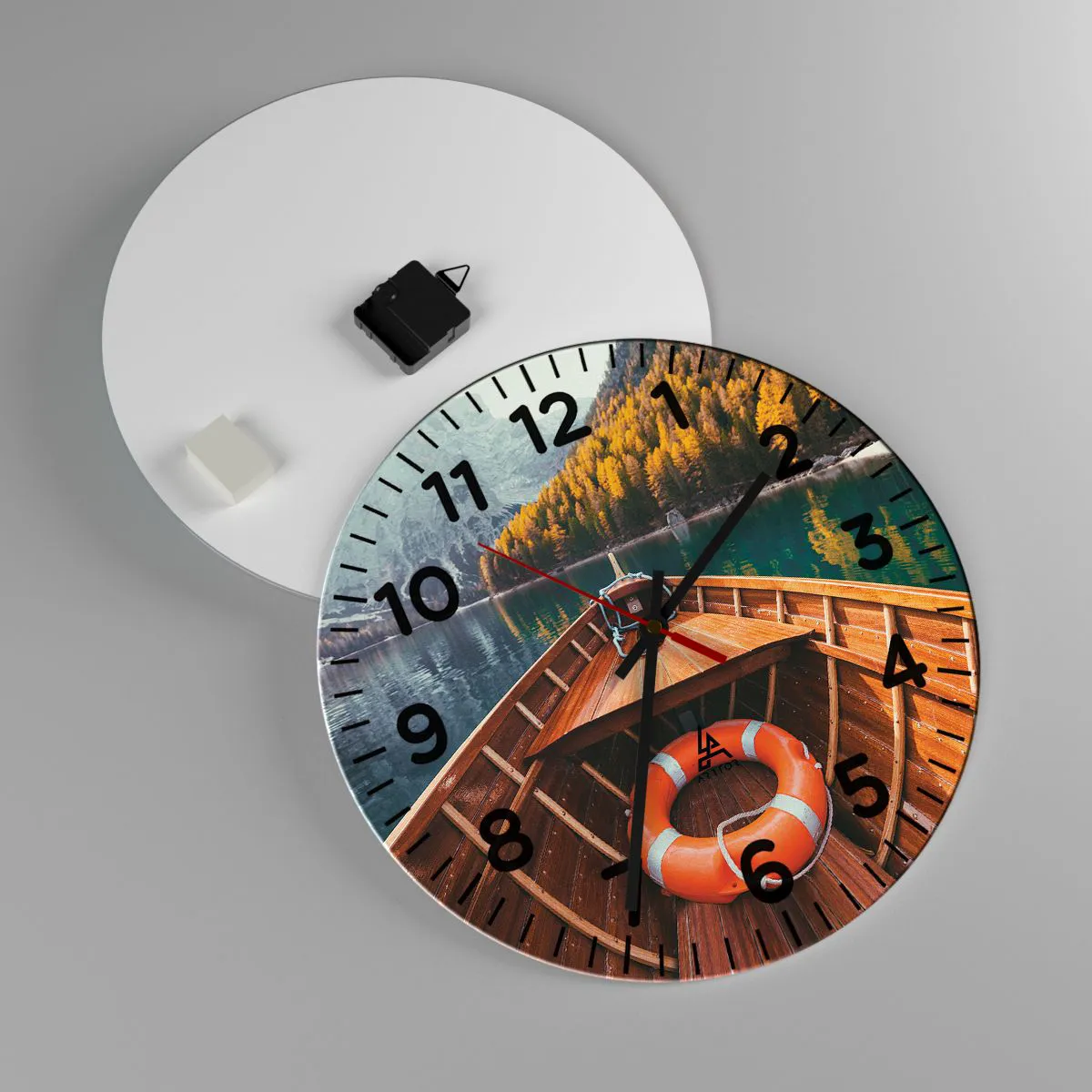 Ceas de perete - Ceas pe sticlă - Excursie pe munte - 40x40 cm