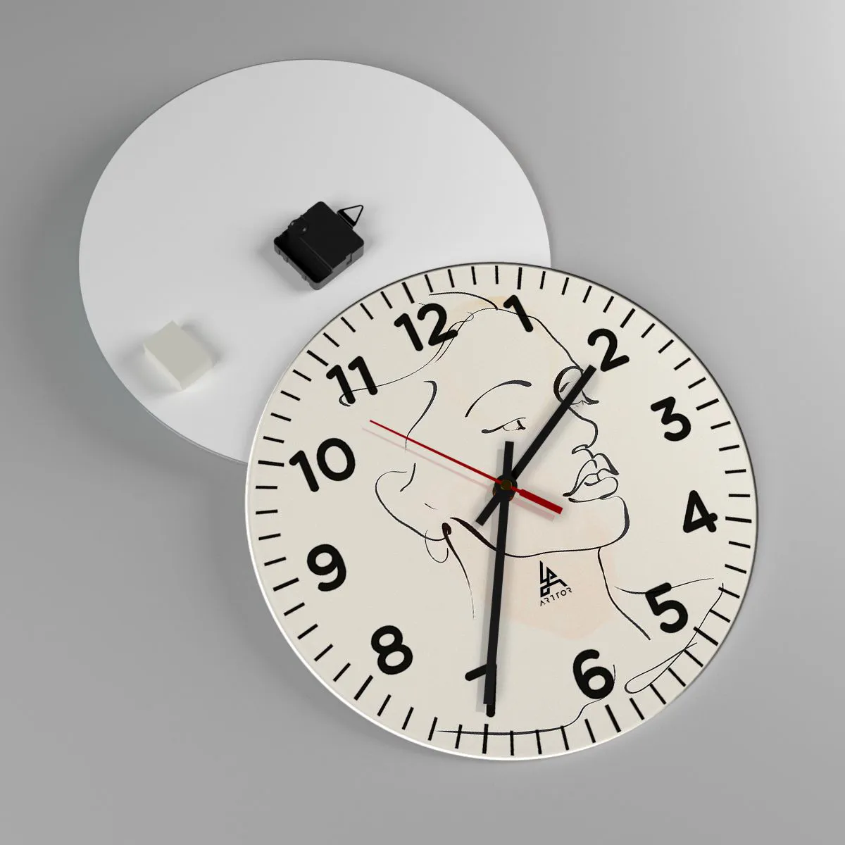 Ceas de perete - Ceas pe sticlă - Cu o linie sigură - 40x40 cm