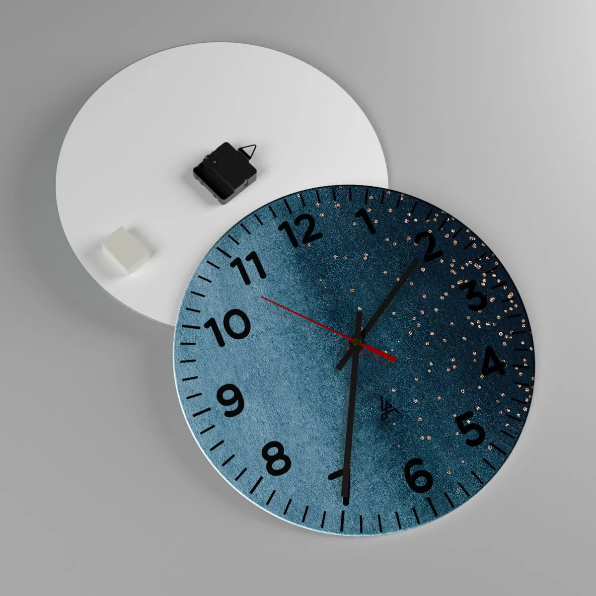 Zegar ścienny - Kompozycja – niebieskie fazy - 40x40 cm