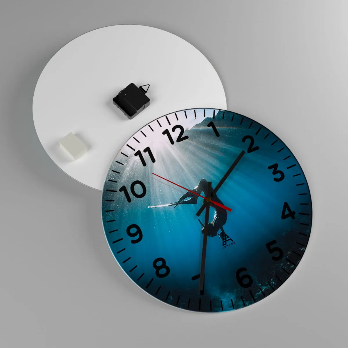 Wanduhr - Glasuhr - Tanz unter Wasser - 40x40 cm