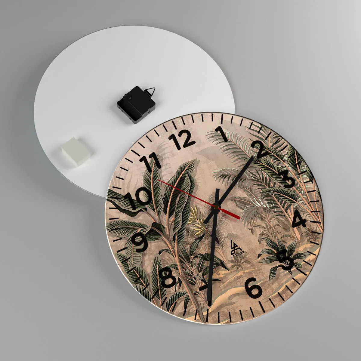 Wanduhr - Glasuhr - Eine Gravur im Kolonialstil - 40x40 cm