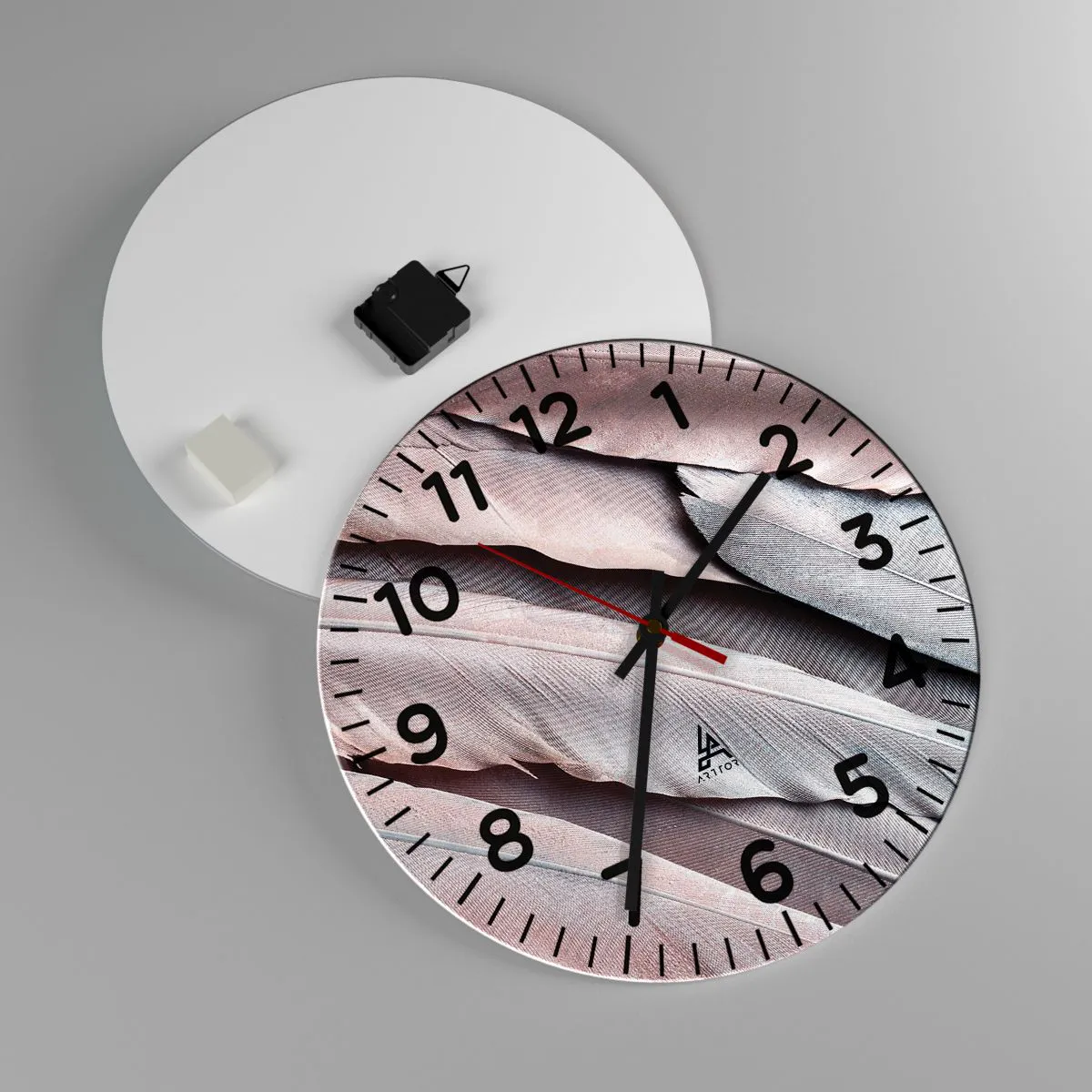 Ceas de perete - Ceas pe sticlă - Argintul roz - 40x40 cm