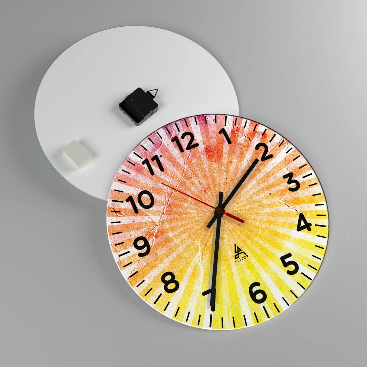 Relógio de parede - Relógio em vidro - Nasceres e entardeceres - 40x40 cm
