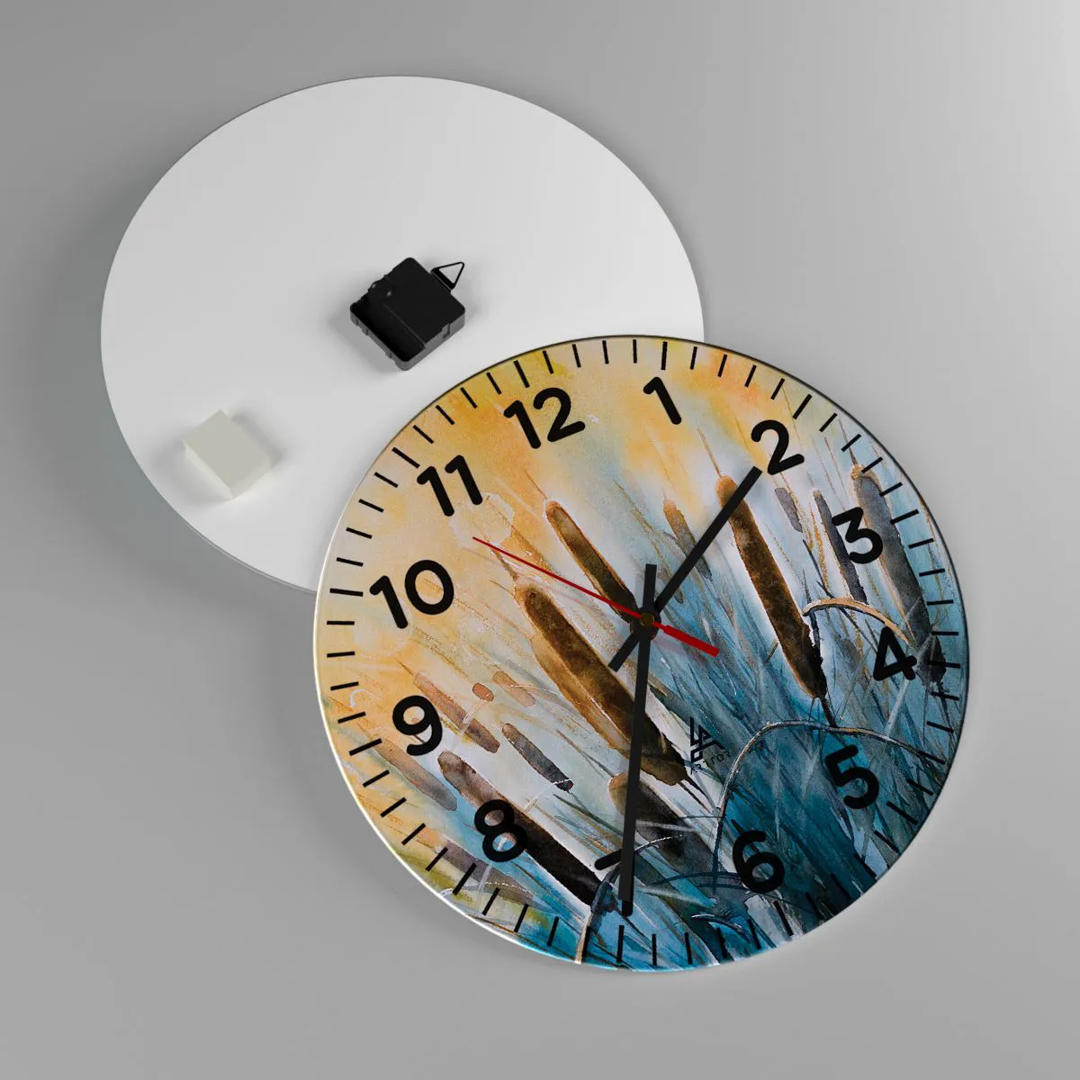 Wanduhr - Glasuhr - Die Kälte des Wassers, die Hitze der Sonne - 40x40 cm