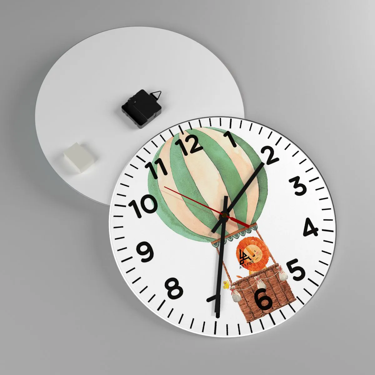 Wall clock - Clock on glass - Leon's Adventures - 40x40 cm