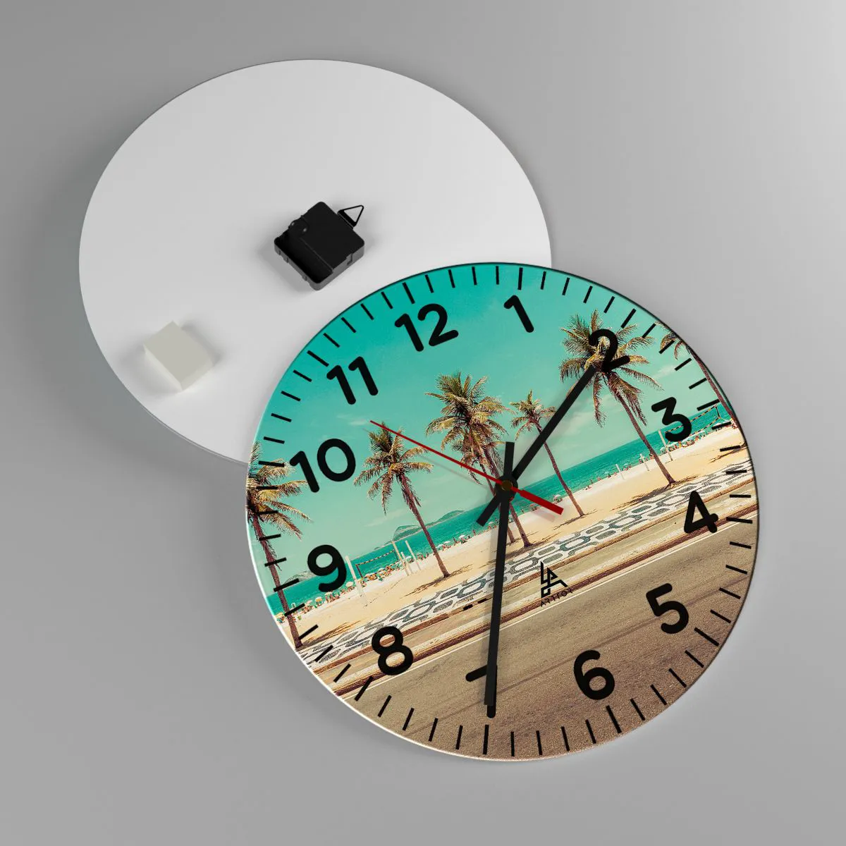 Wanduhr - Glasuhr - Beim Bewachen des Strandes - 40x40 cm