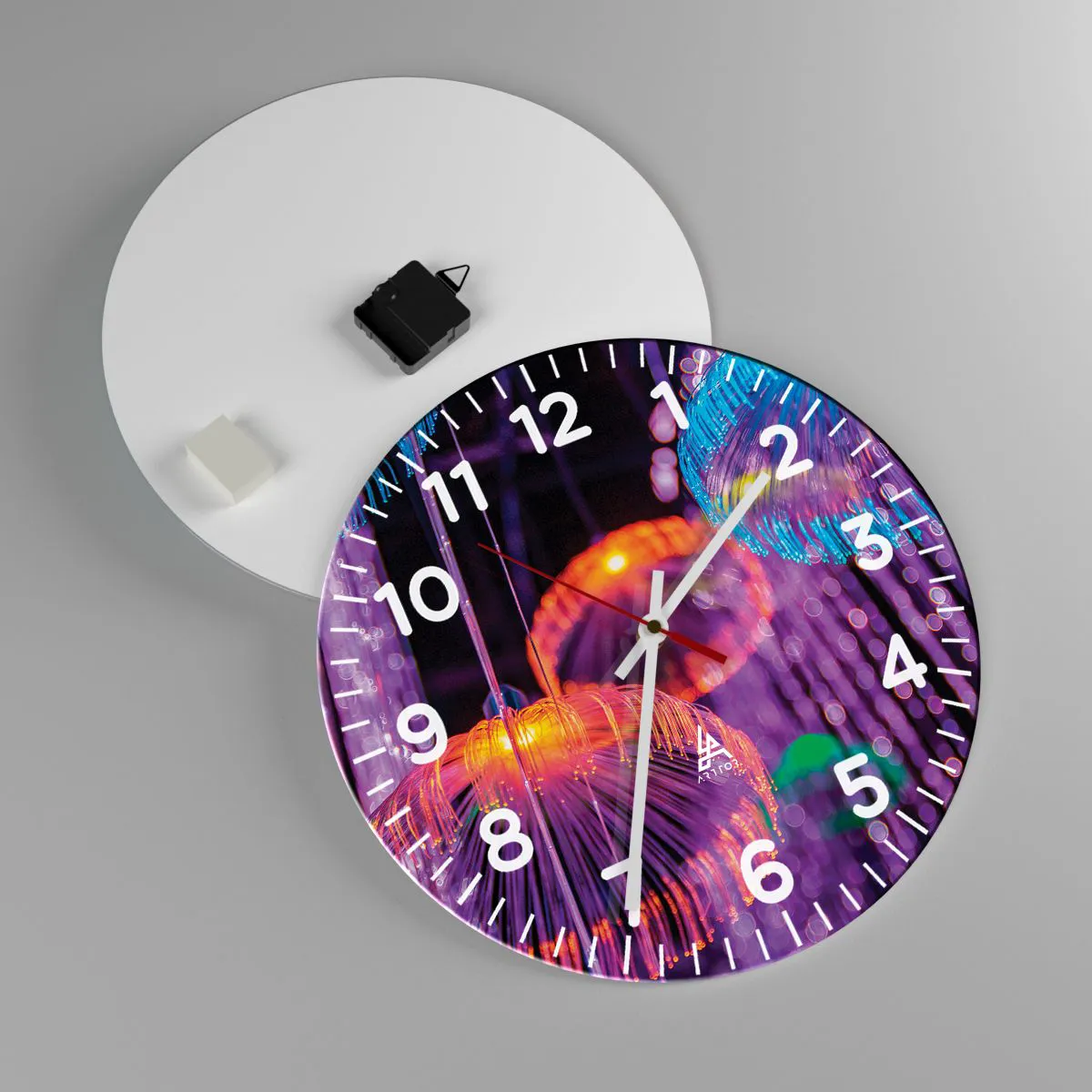 Horloge murale - Pendule murale - Fontaine lumineuse - 40x40 cm