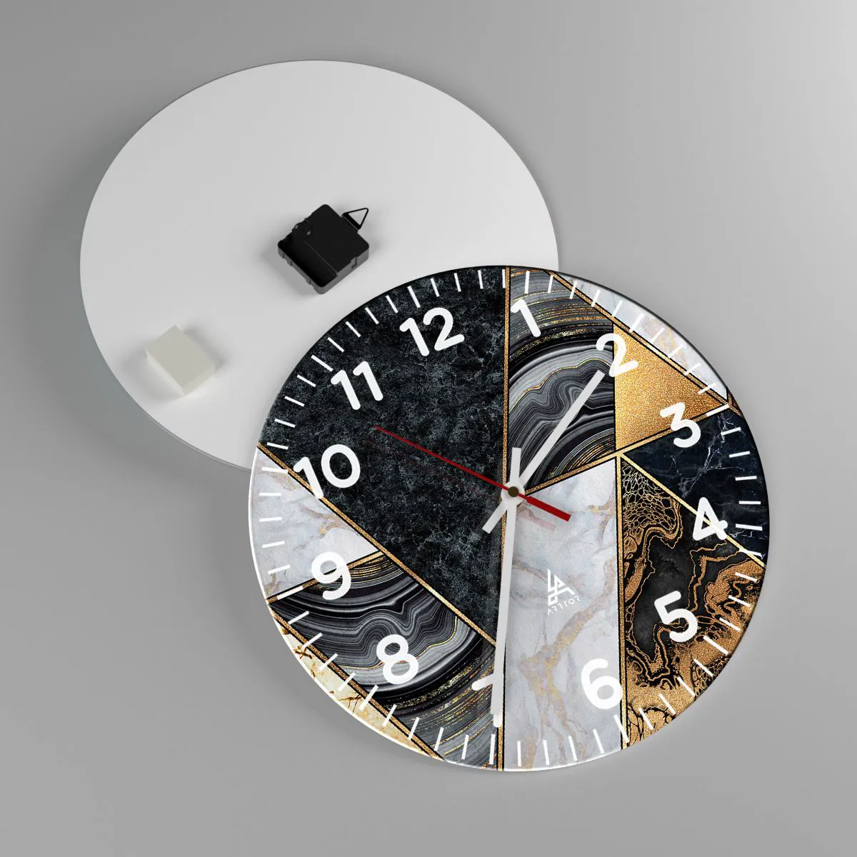 Wanduhr - Glasuhr - Stein um Stein - 40x40 cm