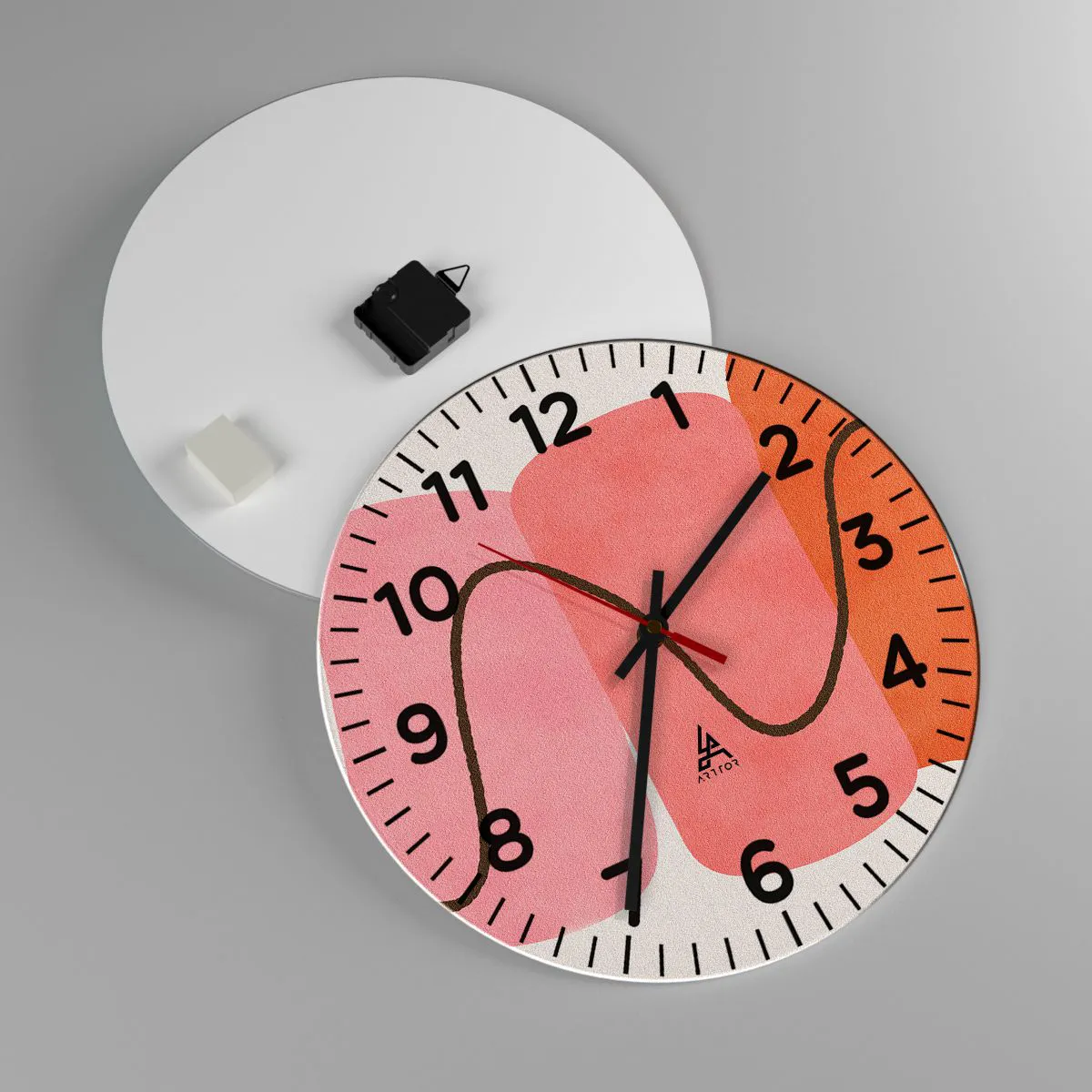 Nástěnné hodiny - Jemný pohyb forem - 40x40 cm
