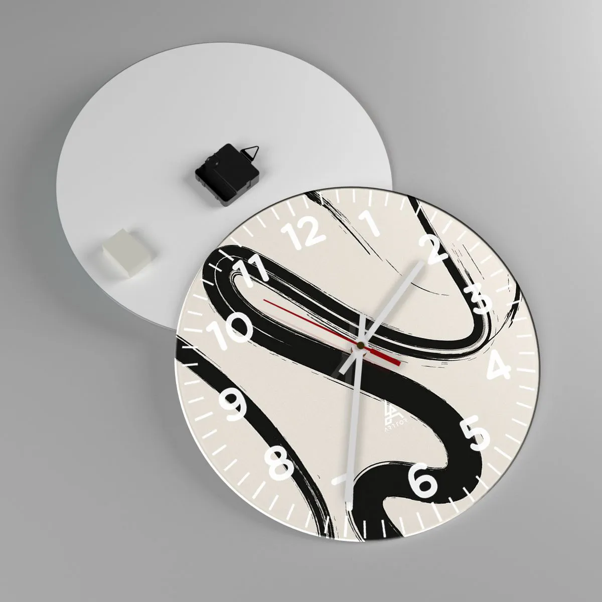Ceas de perete - Ceas pe sticlă - Capriciu în alb și negru - 40x40 cm