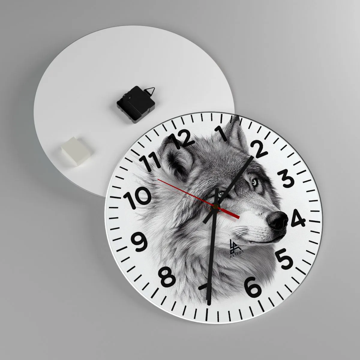 Ceas de perete - Ceas pe sticlă - Alfa - fără îndoială - 40x40 cm