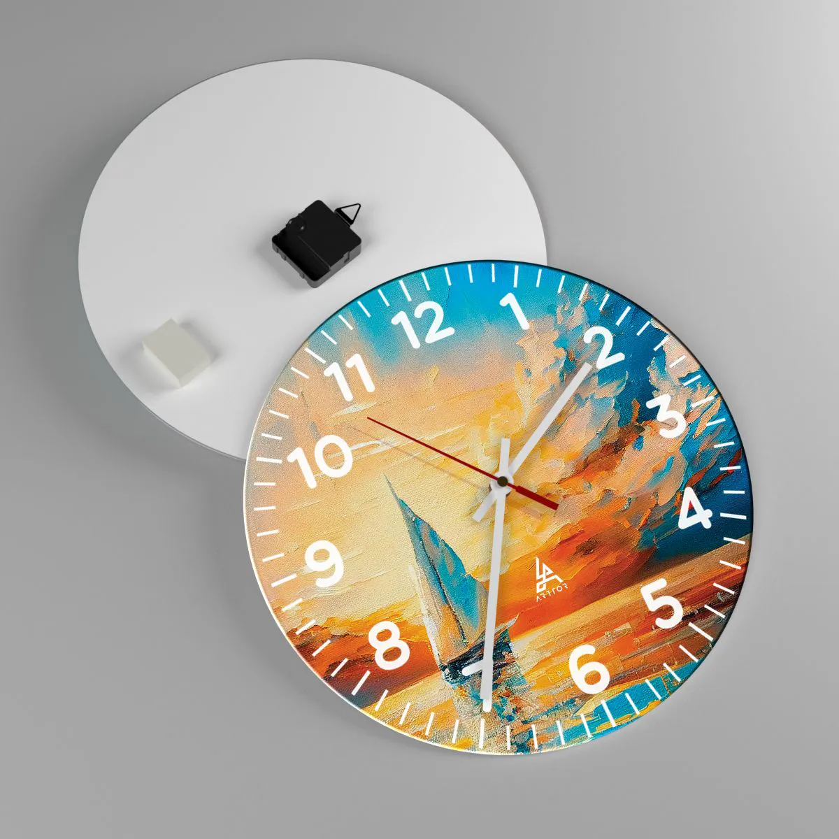 Ceas de perete - Ceas pe sticlă - Navigare prin aur - 40x40 cm