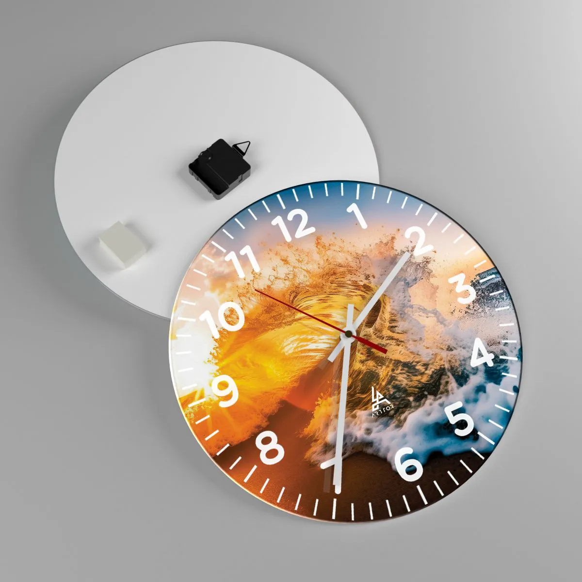 Relógio de parede - Relógio em vidro - Diversão na areia - 40x40 cm