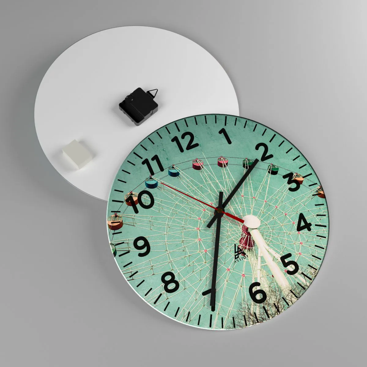 Wanduhr - Glasuhr - Wir laden zum Spiel ein - 40x40 cm