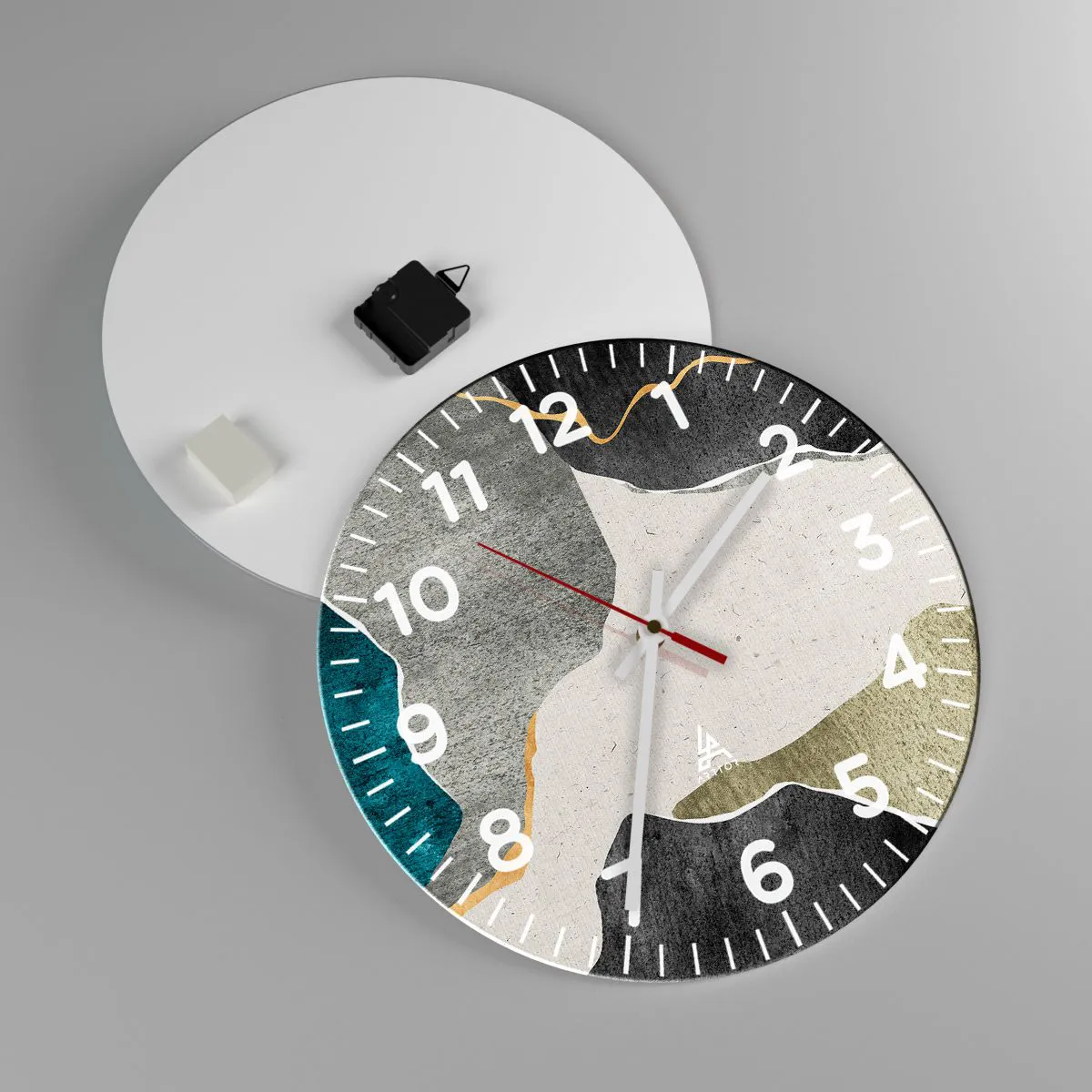 Horloge murale - Pendule murale - Composition mosaïque avec un fil d'or - 40x40 cm