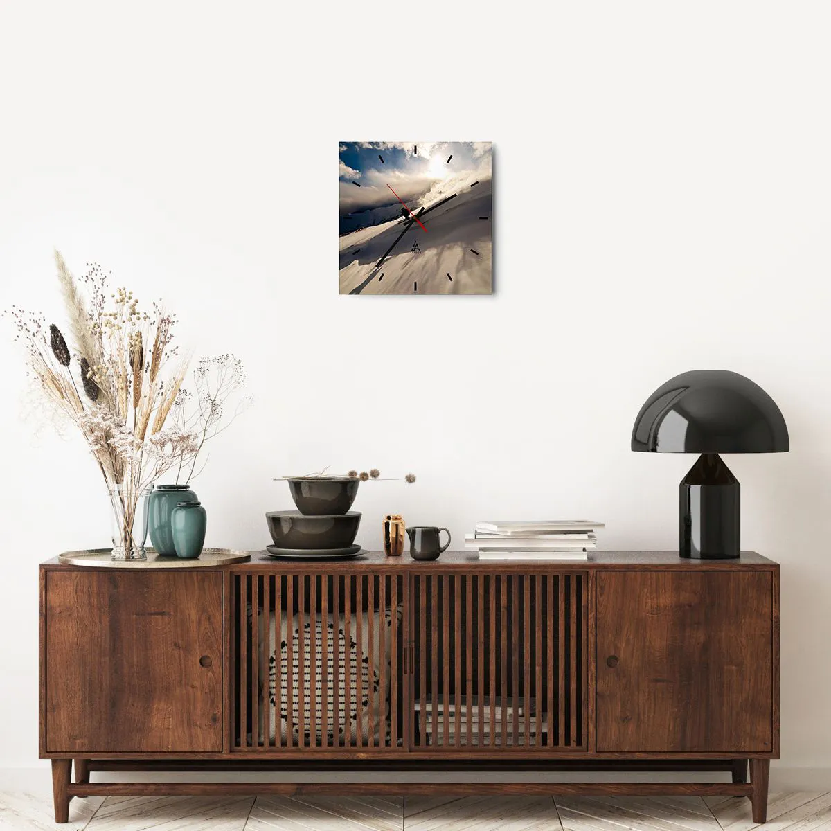 Wall clock - Clock on glass - Mountain Challenge Accepted - 30x30 cm