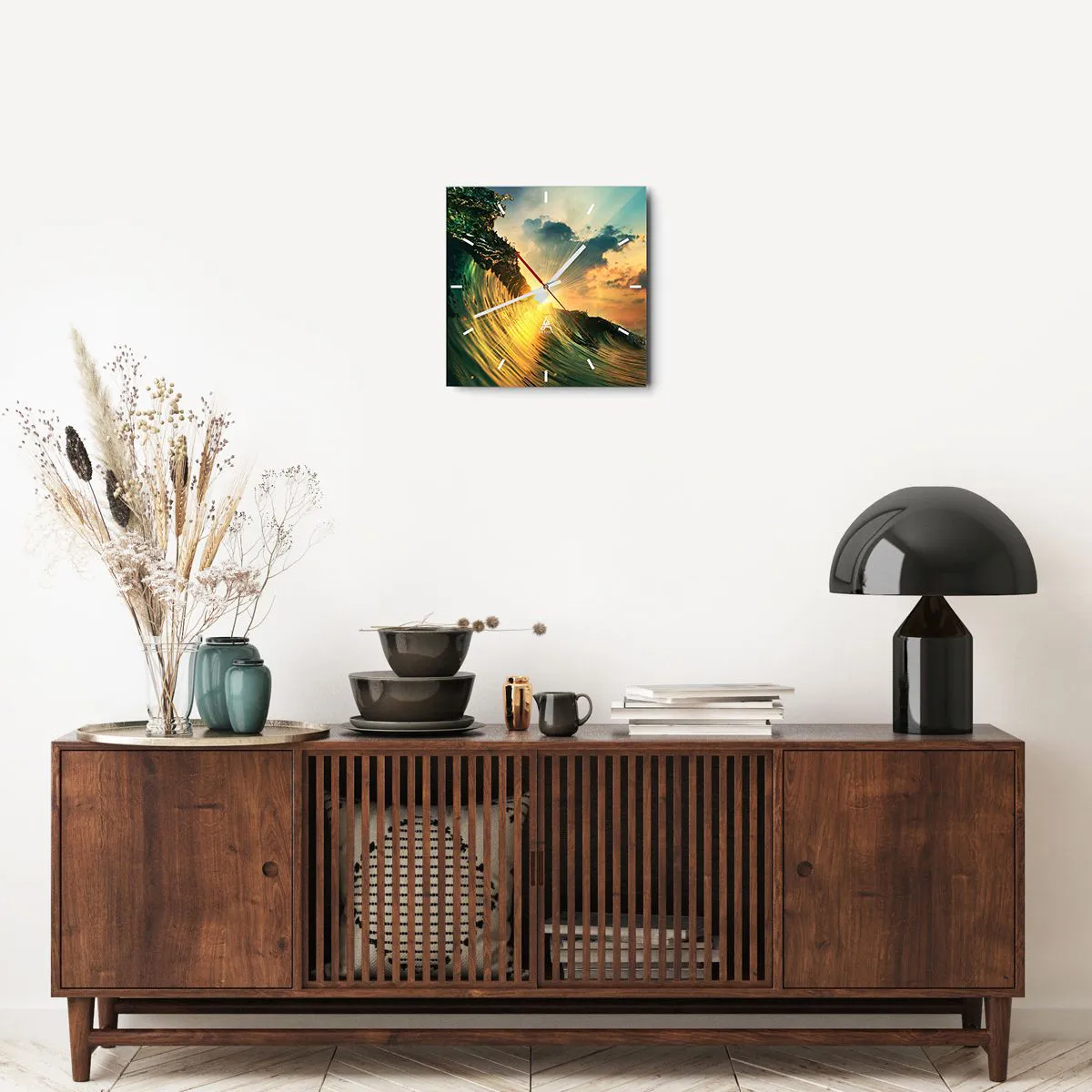 Wall clock - Clock on glass - Surfer, Where Are You? - 30x30 cm