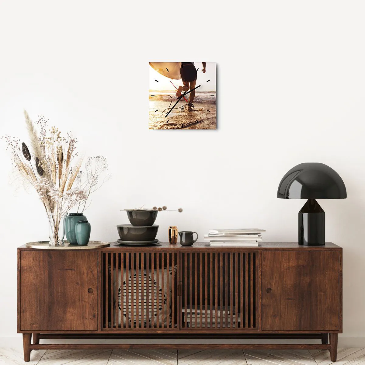 Relógio de parede - Relógio em vidro - Encontro das ondas - 30x30 cm