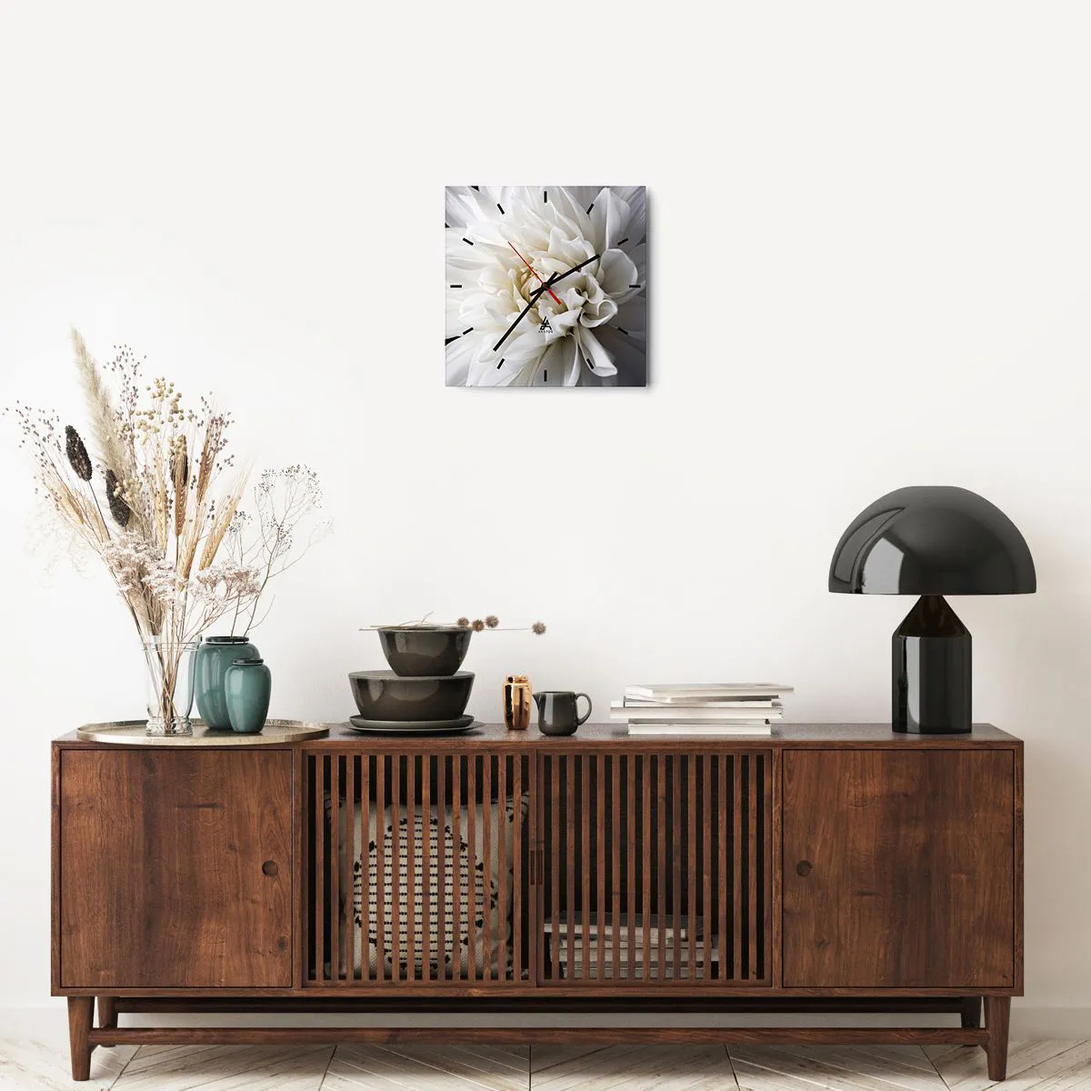 Wall clock - Clock on glass - Bride's Morning - 30x30 cm