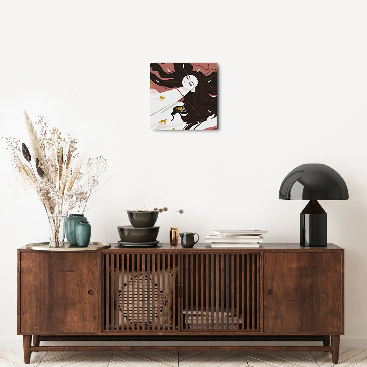 Ceas de perete - Ceas pe sticlă - Visul despre calul de aur - 30x30 cm